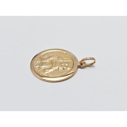 18K Yellow Gold Round Saint Christopher Charm Pendant