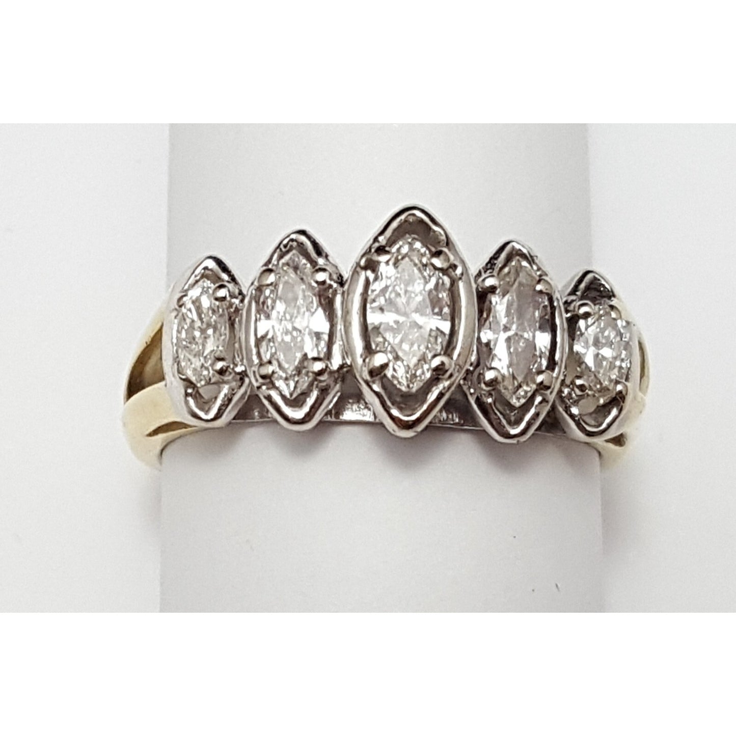 18K & 14K Two Tone Gold 5 Piece Marquise Diamond Ring