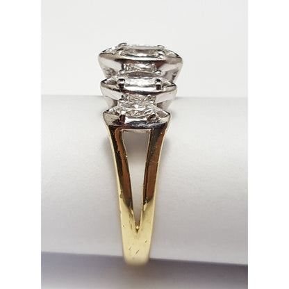 18K & 14K Two Tone Gold 5 Piece Marquise Diamond Ring