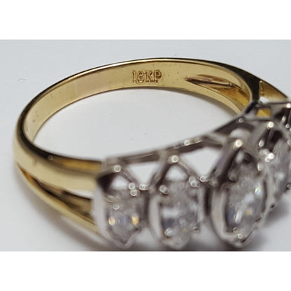 18K & 14K Two Tone Gold 5 Piece Marquise Diamond Ring