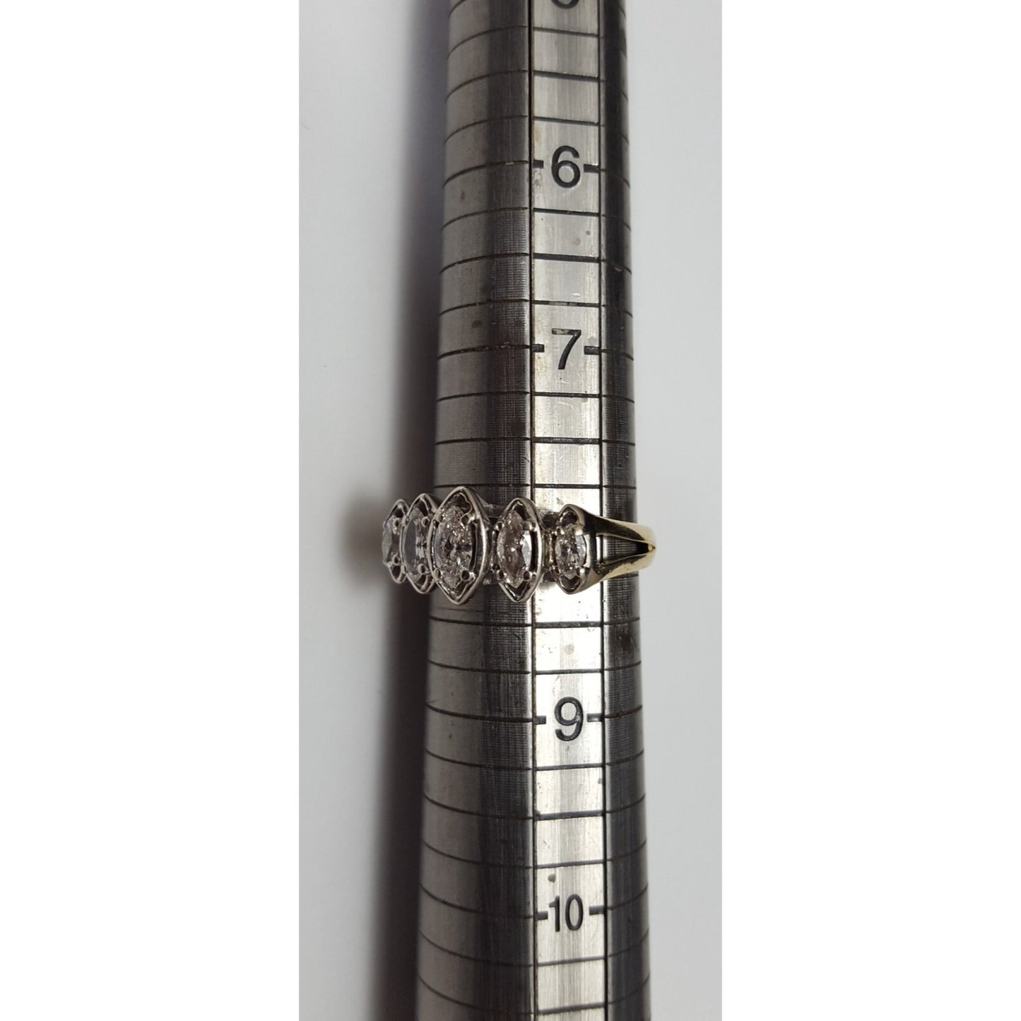 18K & 14K Two Tone Gold 5 Piece Marquise Diamond Ring