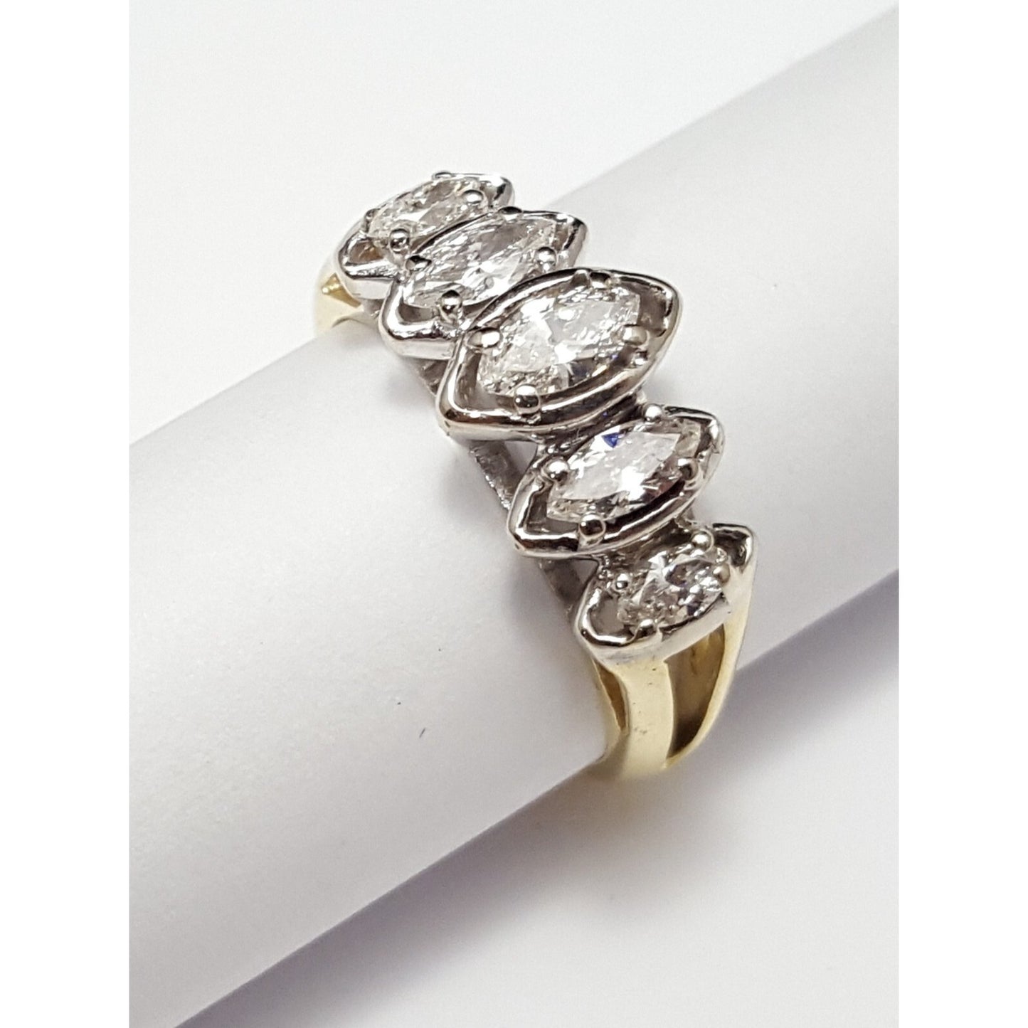 18K & 14K Two Tone Gold 5 Piece Marquise Diamond Ring