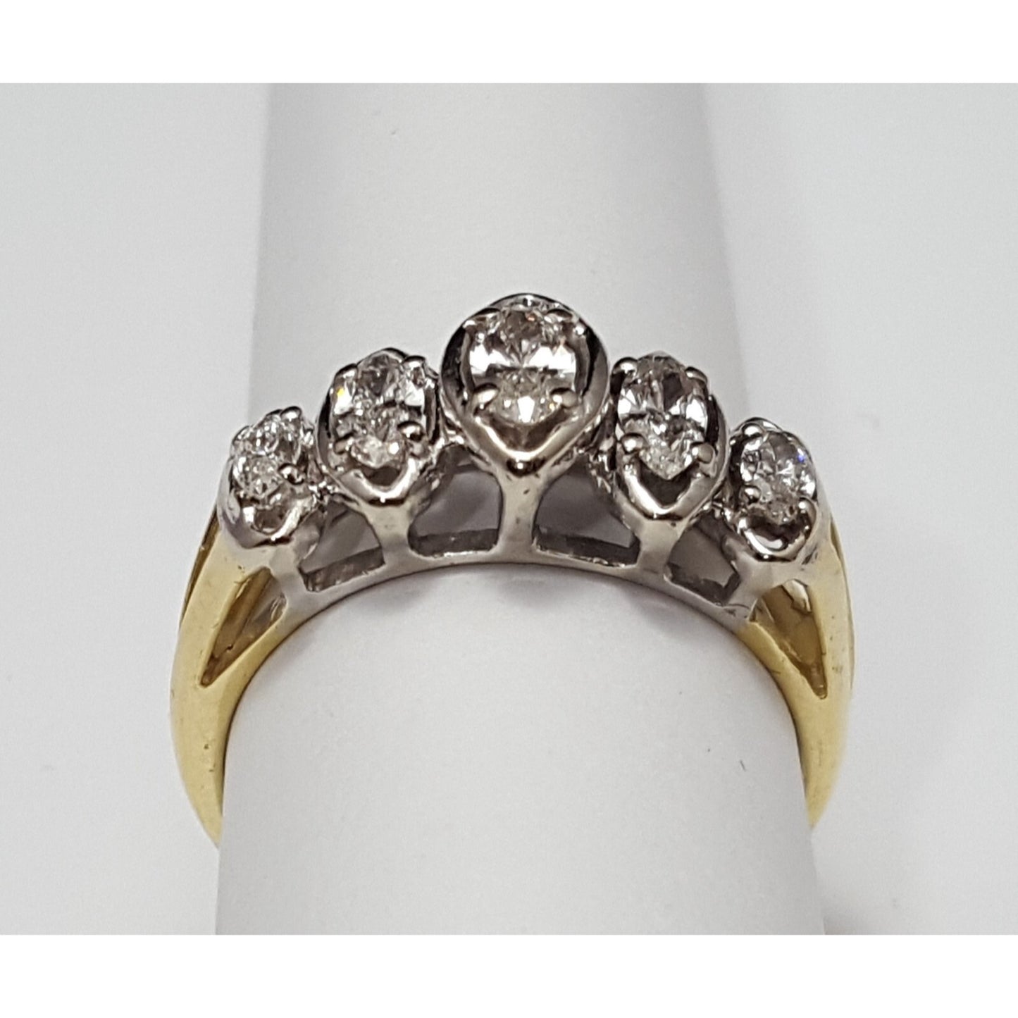 18K & 14K Two Tone Gold 5 Piece Marquise Diamond Ring