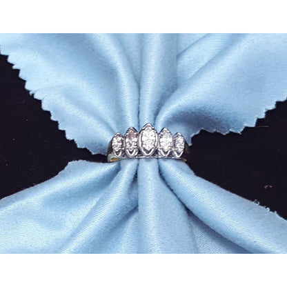 18K & 14K Two Tone Gold 5 Piece Marquise Diamond Ring