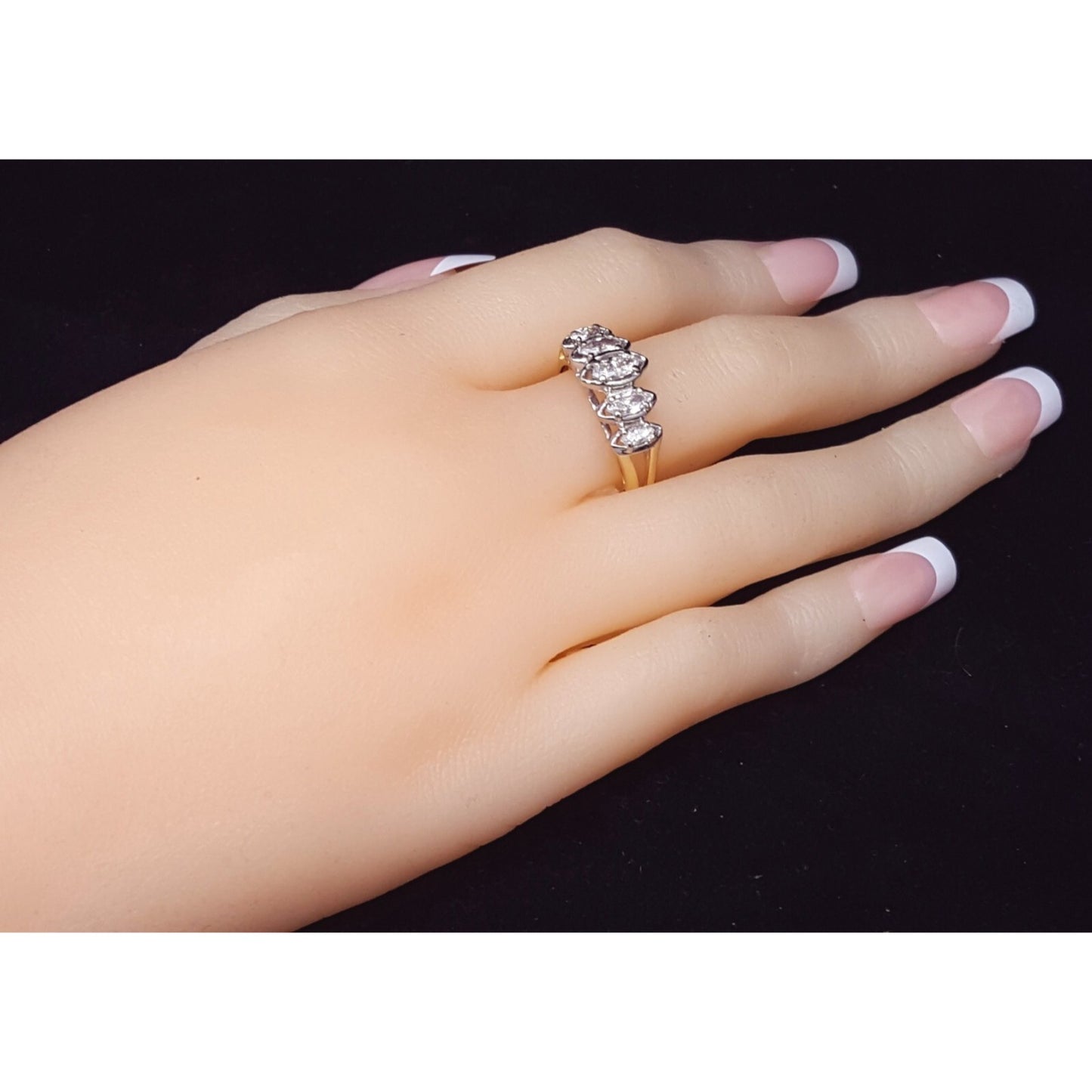 18K & 14K Two Tone Gold 5 Piece Marquise Diamond Ring