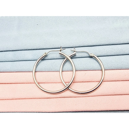 Medium Sized 14K White Gold Hinged Hoop Earrings