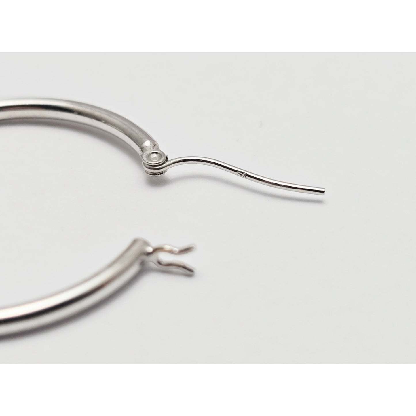 Medium Sized 14K White Gold Hinged Hoop Earrings