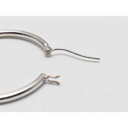 Medium Sized 14K White Gold Hinged Hoop Earrings