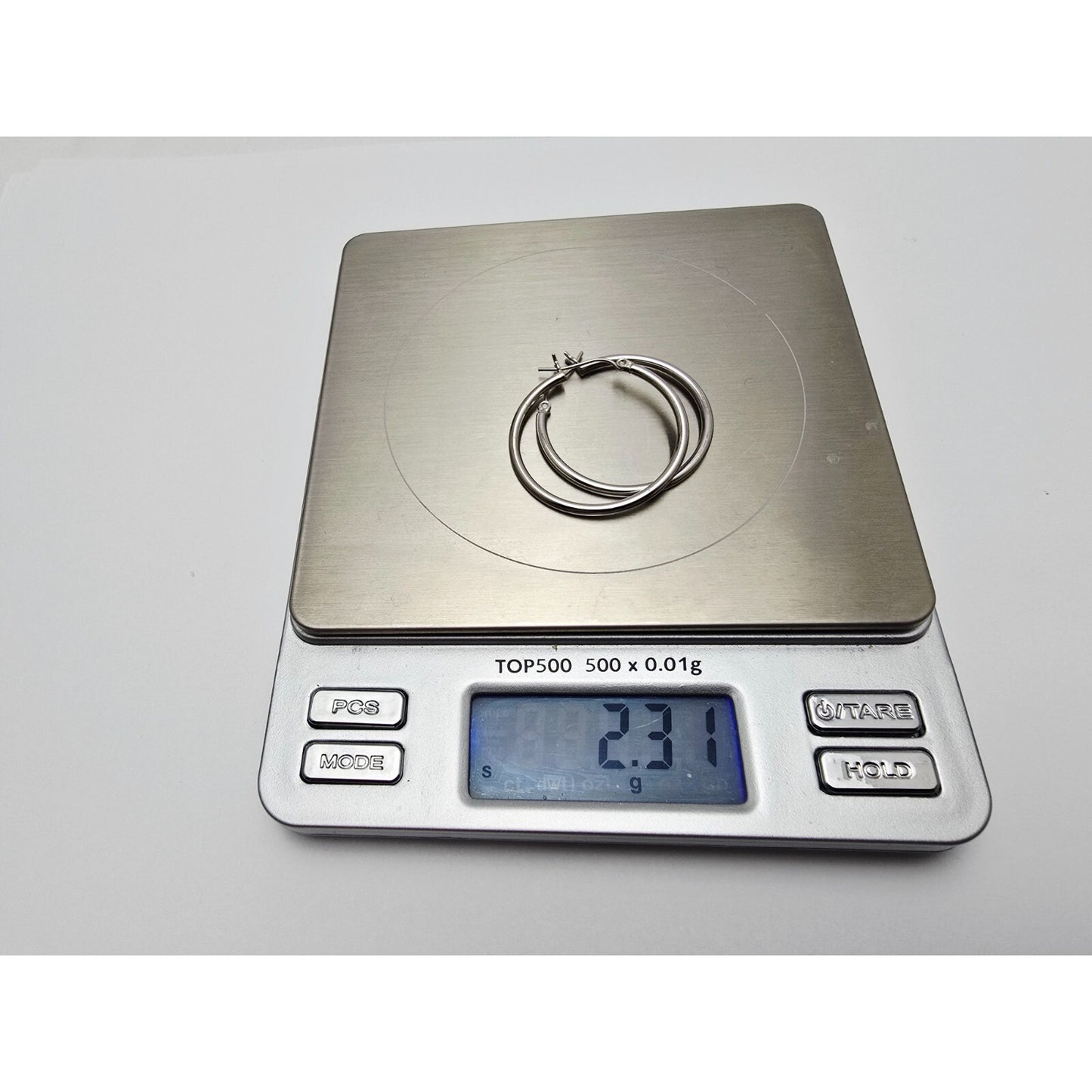 Medium Sized 14K White Gold Hinged Hoop Earrings