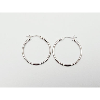 Medium Sized 14K White Gold Hinged Hoop Earrings