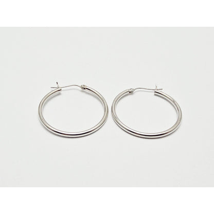 Medium Sized 14K White Gold Hinged Hoop Earrings