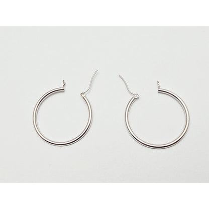 Medium Sized 14K White Gold Hinged Hoop Earrings