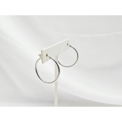 Medium Sized 14K White Gold Hinged Hoop Earrings