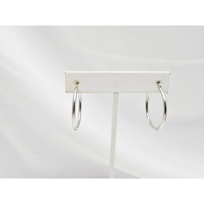 Medium Sized 14K White Gold Hinged Hoop Earrings