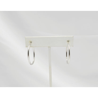 Medium Sized 14K White Gold Hinged Hoop Earrings