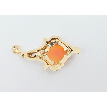 10K Yellow Gold Cameo Dangle Drop Charm Pendant