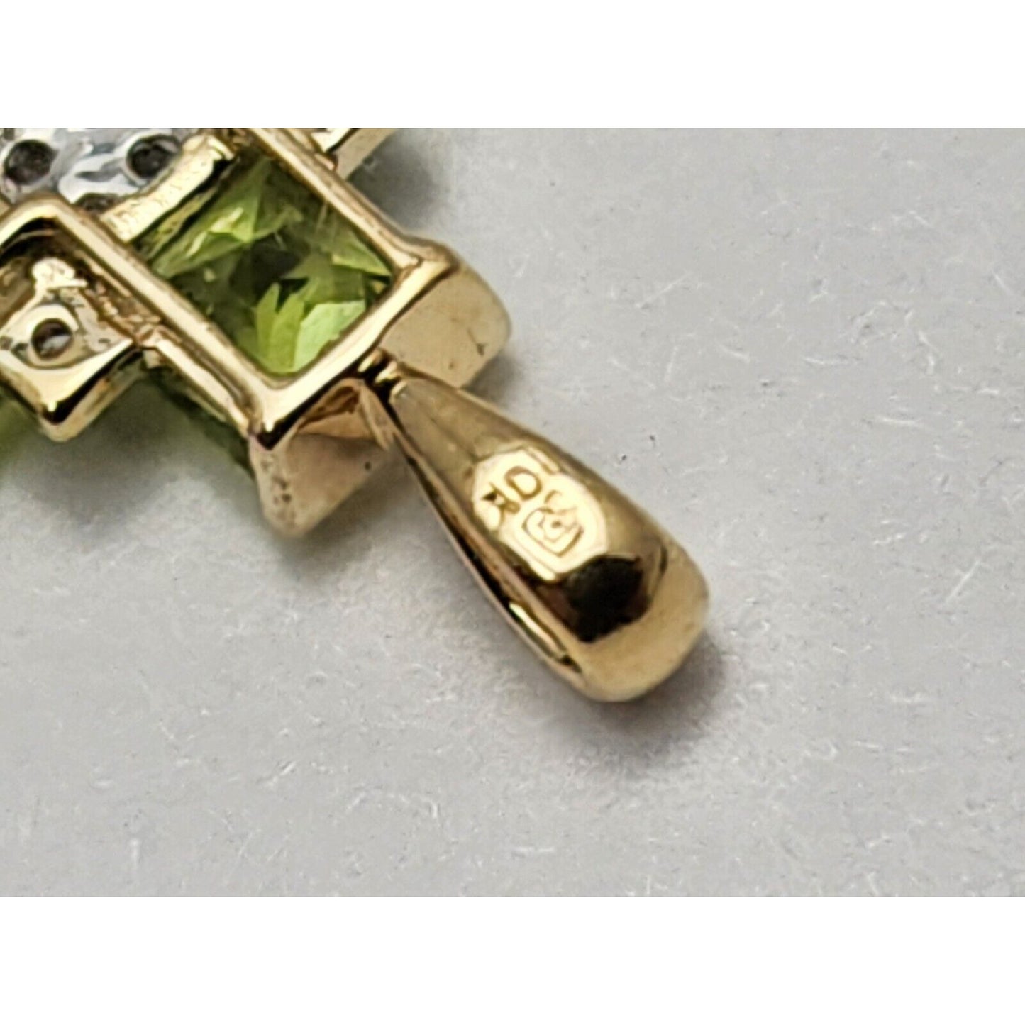 10K Yellow Gold Diamond & Peridot Greek Cross Charm Pendant