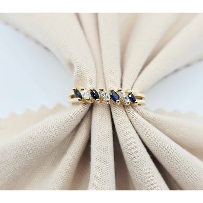 14K Yellow Gold Blue Spinel & Diamond Ring