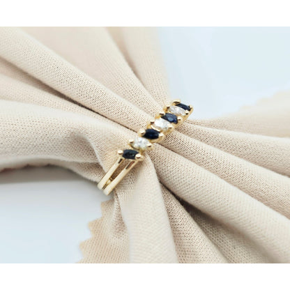 14K Yellow Gold Blue Spinel & Diamond Ring