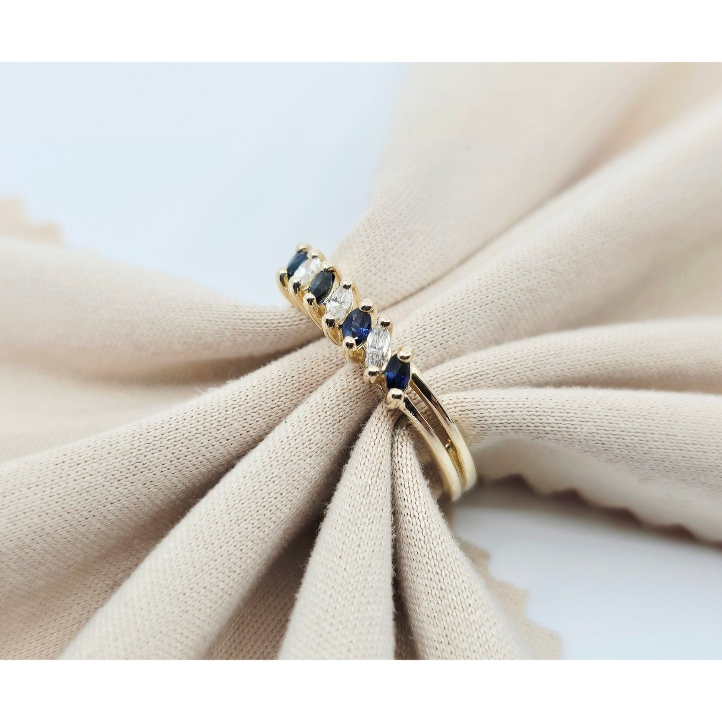 14K Yellow Gold Blue Spinel & Diamond Ring
