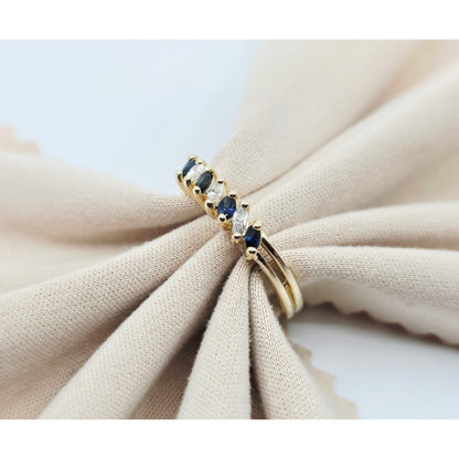 14K Yellow Gold Blue Spinel & Diamond Ring