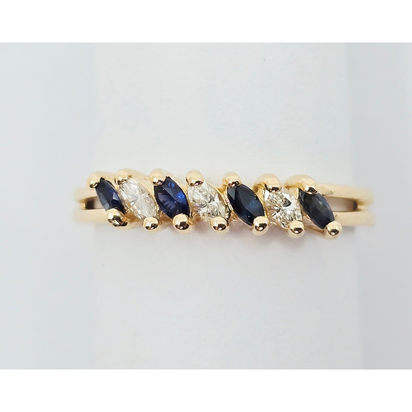 14K Yellow Gold Blue Spinel & Diamond Ring