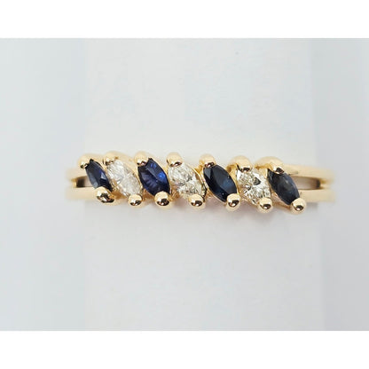 14K Yellow Gold Blue Spinel & Diamond Ring
