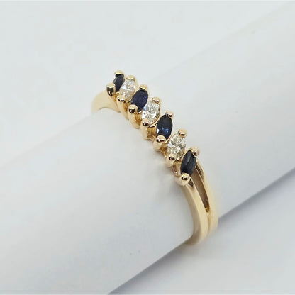 14K Yellow Gold Blue Spinel & Diamond Ring