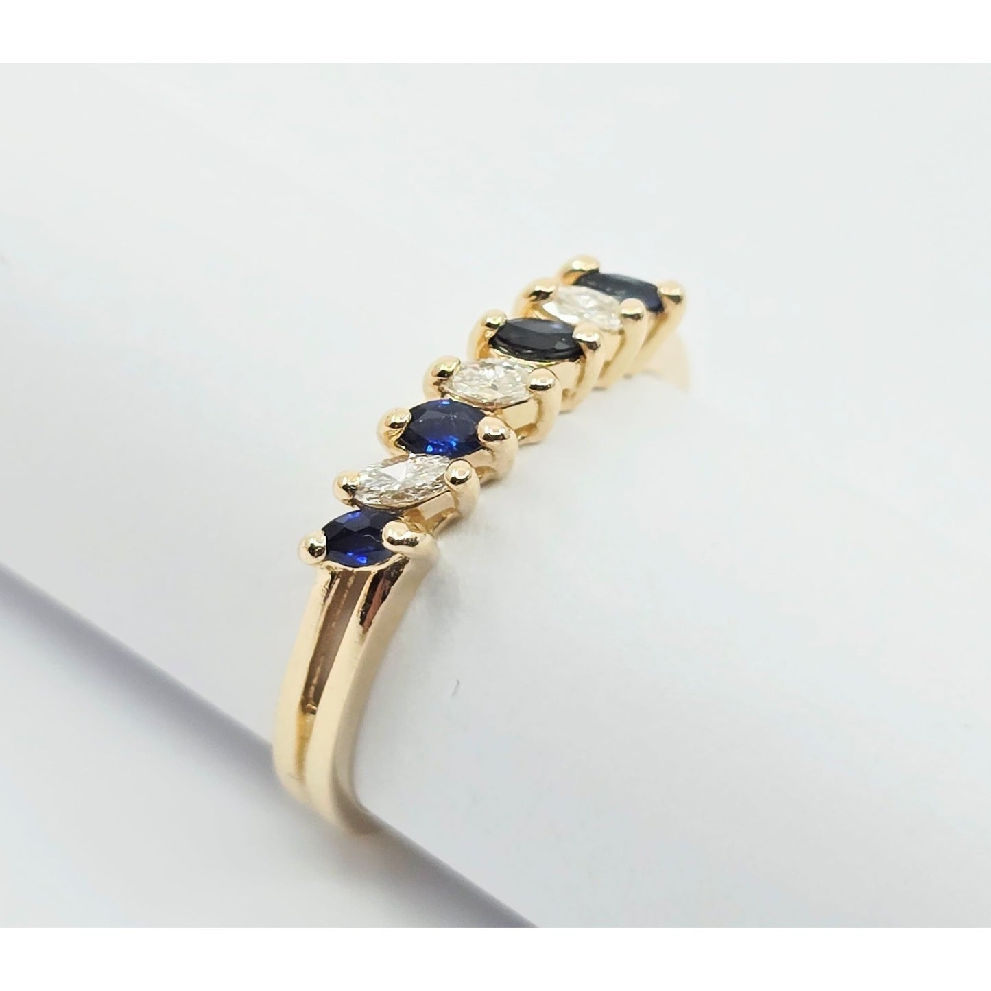 14K Yellow Gold Blue Spinel & Diamond Ring