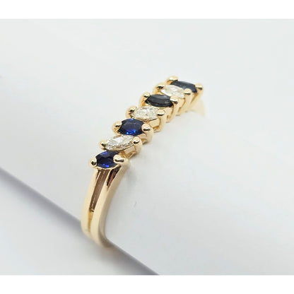 14K Yellow Gold Blue Spinel & Diamond Ring