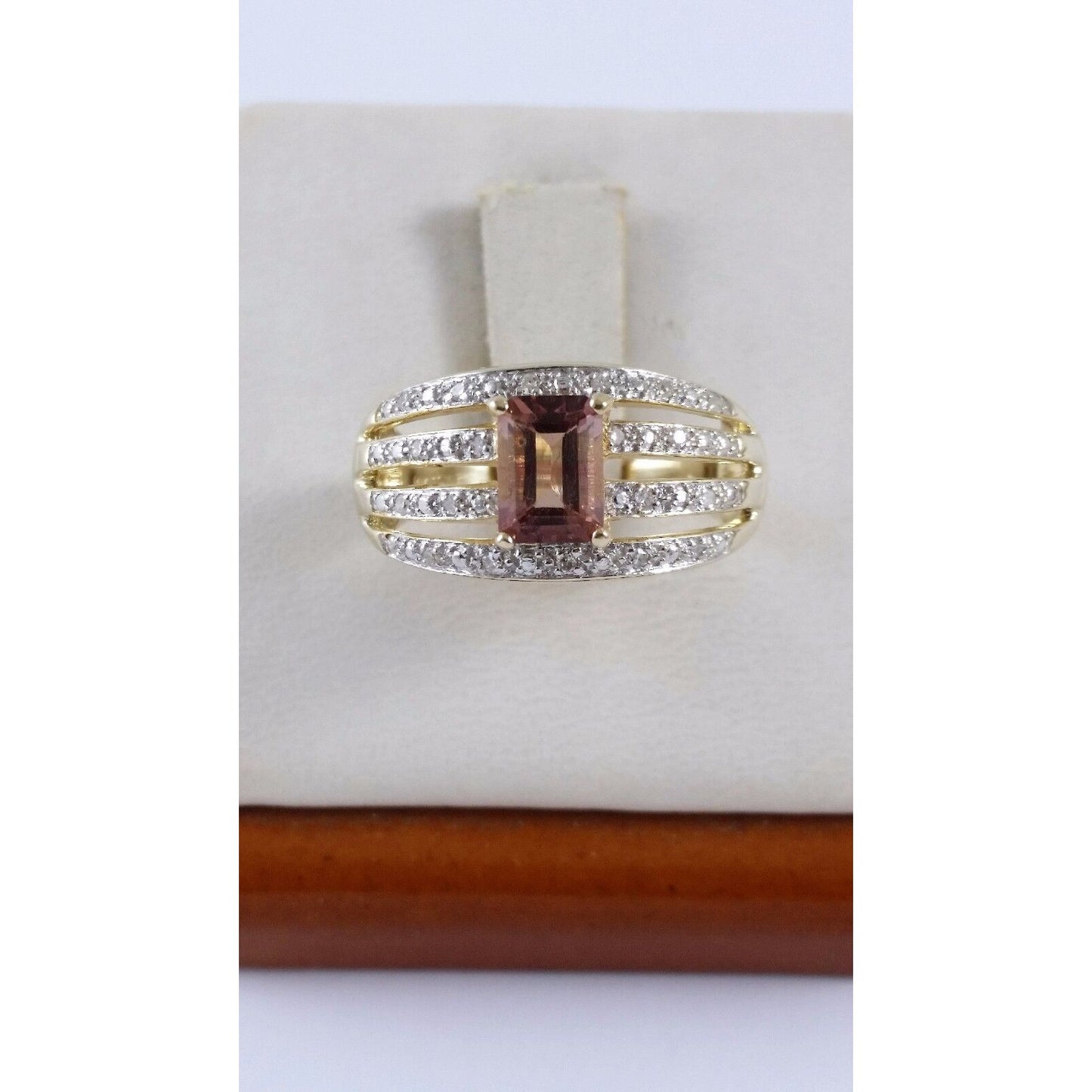 14K Yellow Gold Brown Tourmaline & Diamond Ring