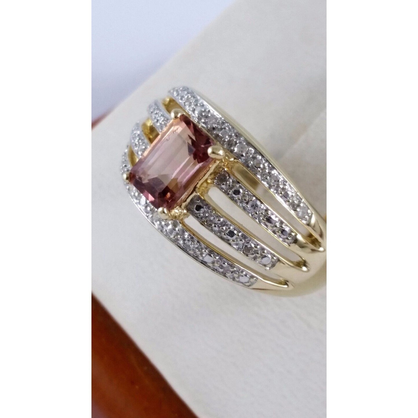 14K Yellow Gold Brown Tourmaline & Diamond Ring