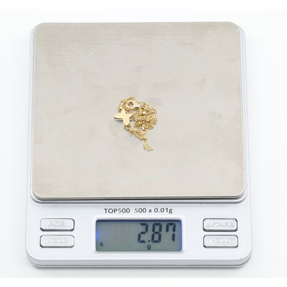 18K Yellow Gold Butterfly Charm Pendant Resizable Cable Link Chain Necklace