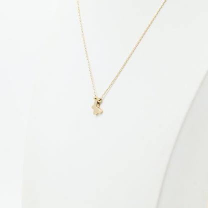 18K Yellow Gold Butterfly Charm Pendant Resizable Cable Link Chain Necklace