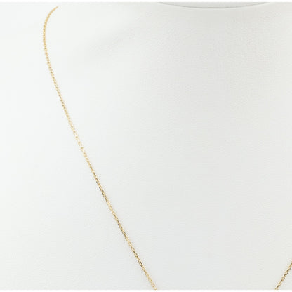 18K Yellow Gold Butterfly Charm Pendant Resizable Cable Link Chain Necklace