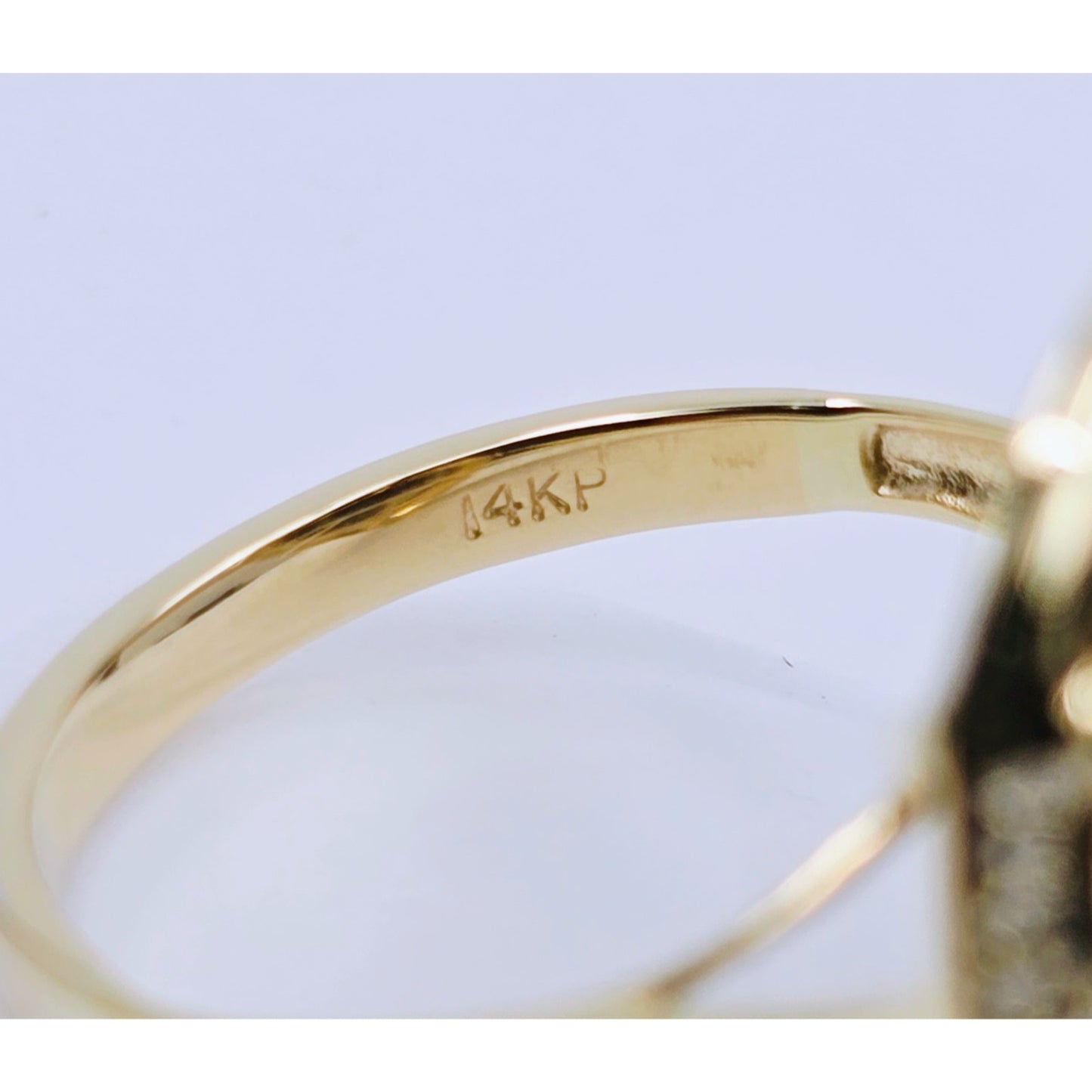 Large 14K Yellow Gold Smoky Quartz & Diamond Ring