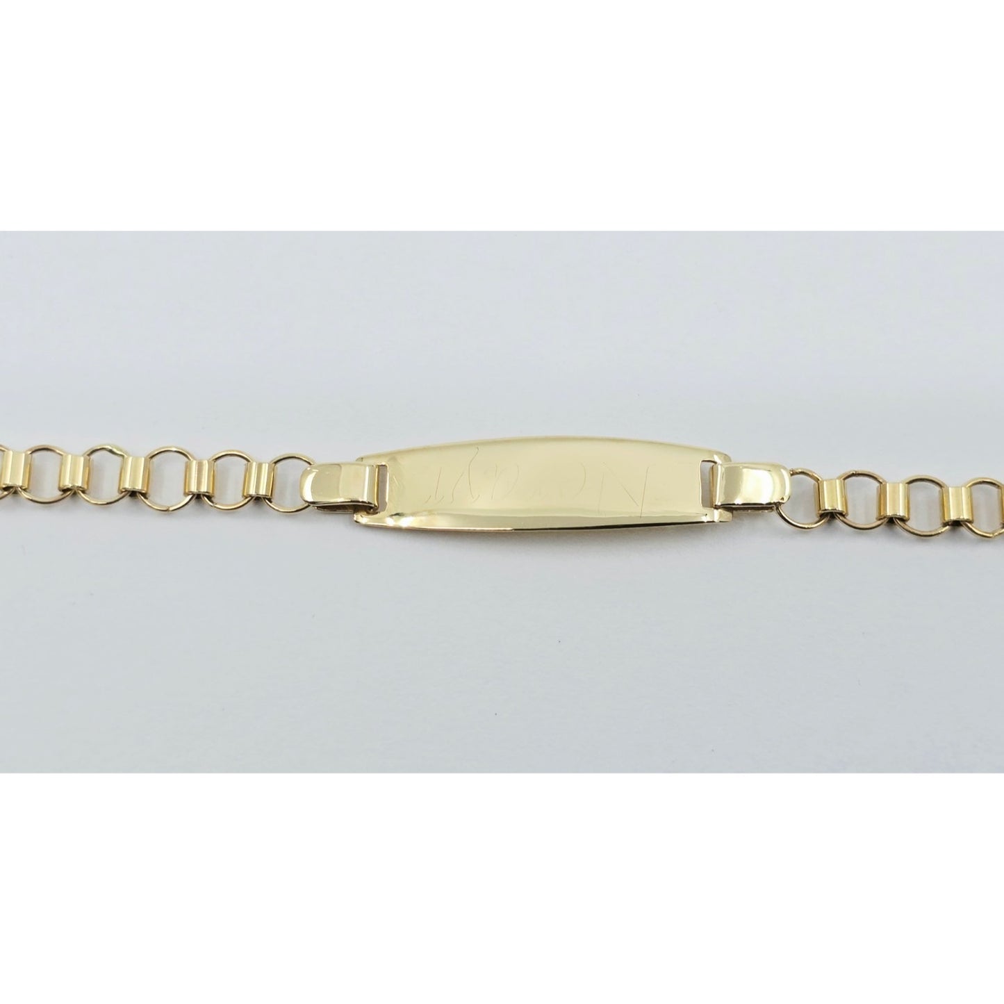 14K Yellow Gold Baby Link ID Bracelet