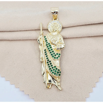 14K Yellow Gold Saint Jude CZ Charm Pendant