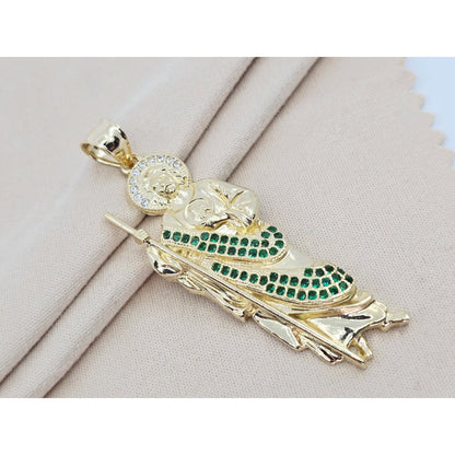 14K Yellow Gold Saint Jude CZ Charm Pendant