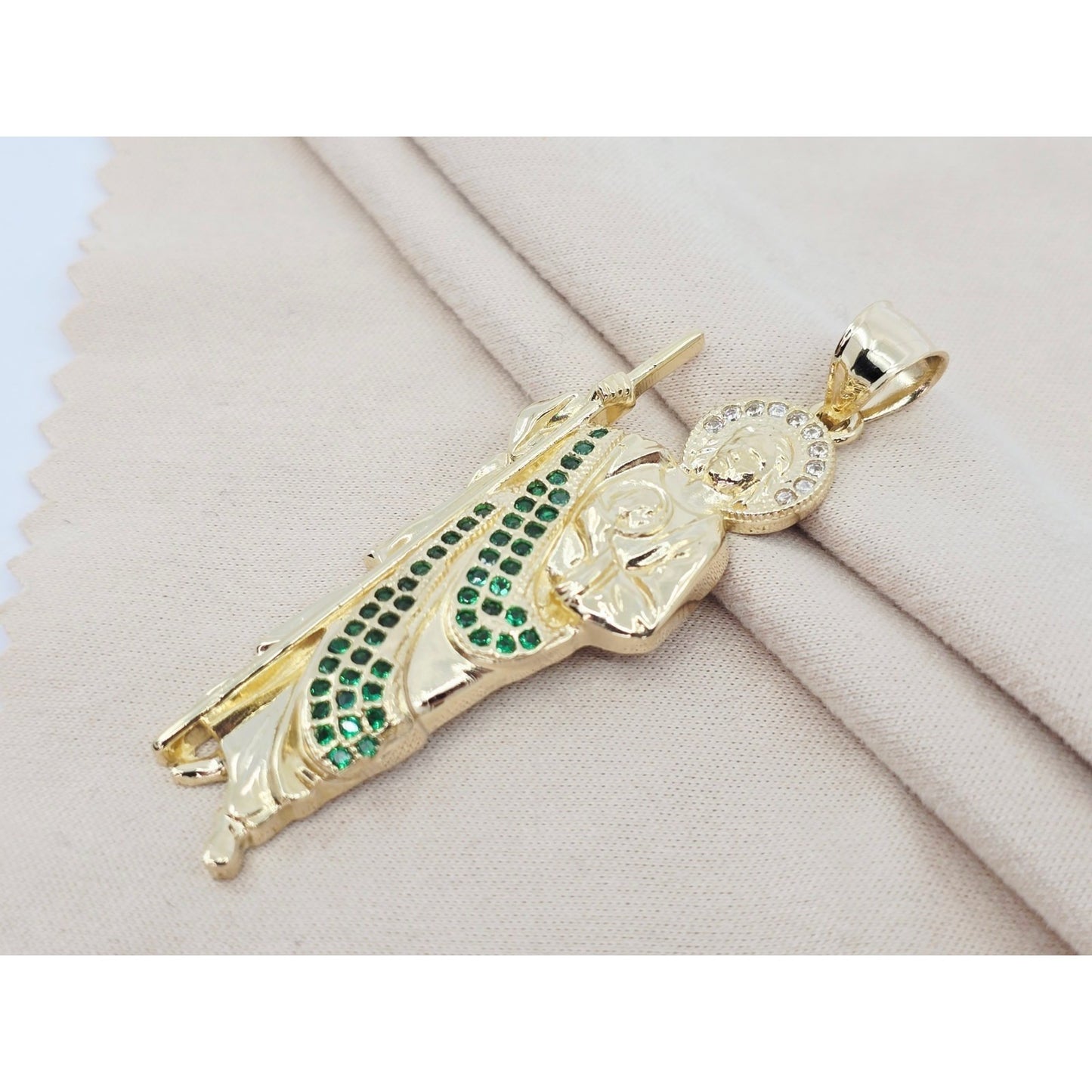14K Yellow Gold Saint Jude CZ Charm Pendant