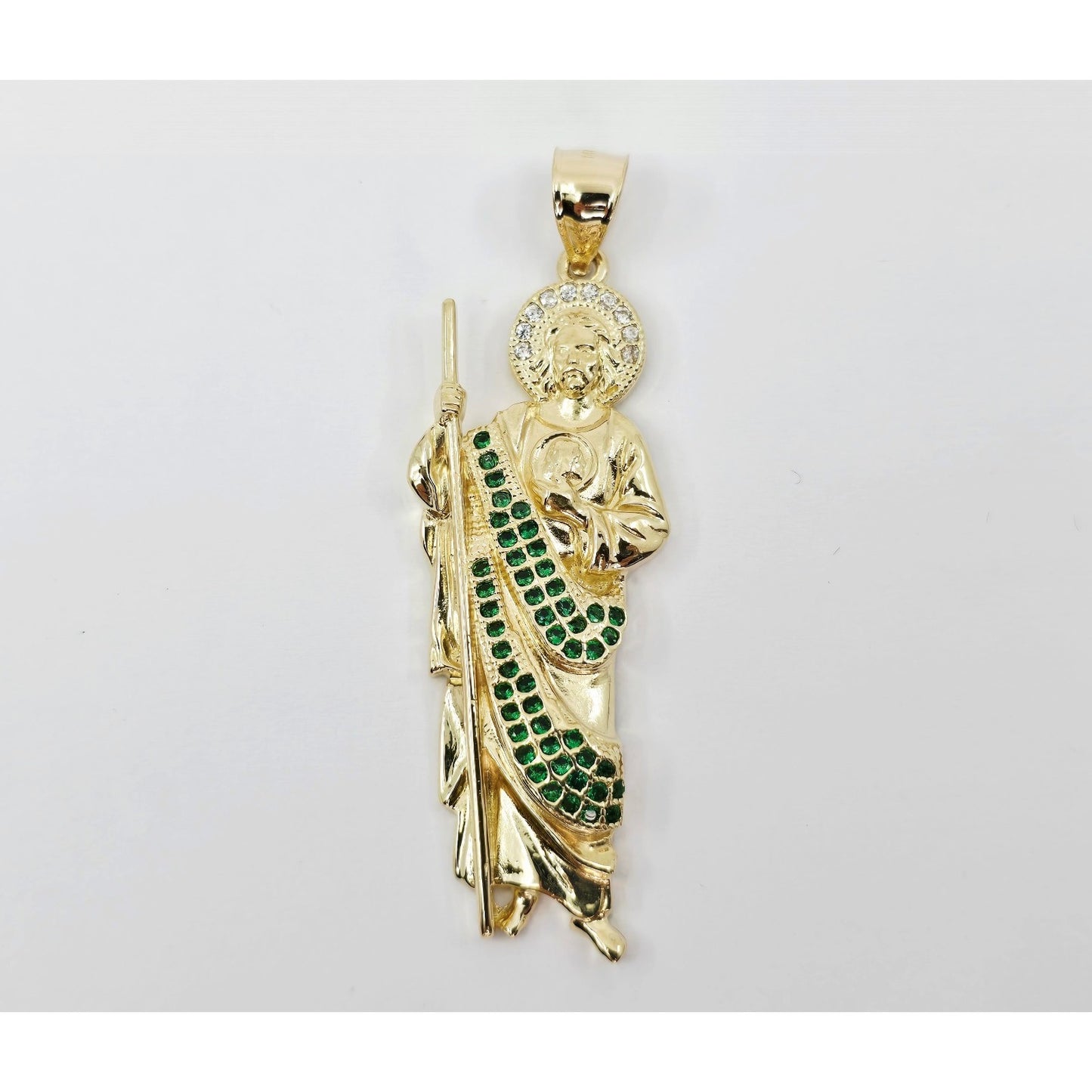 14K Yellow Gold Saint Jude CZ Charm Pendant