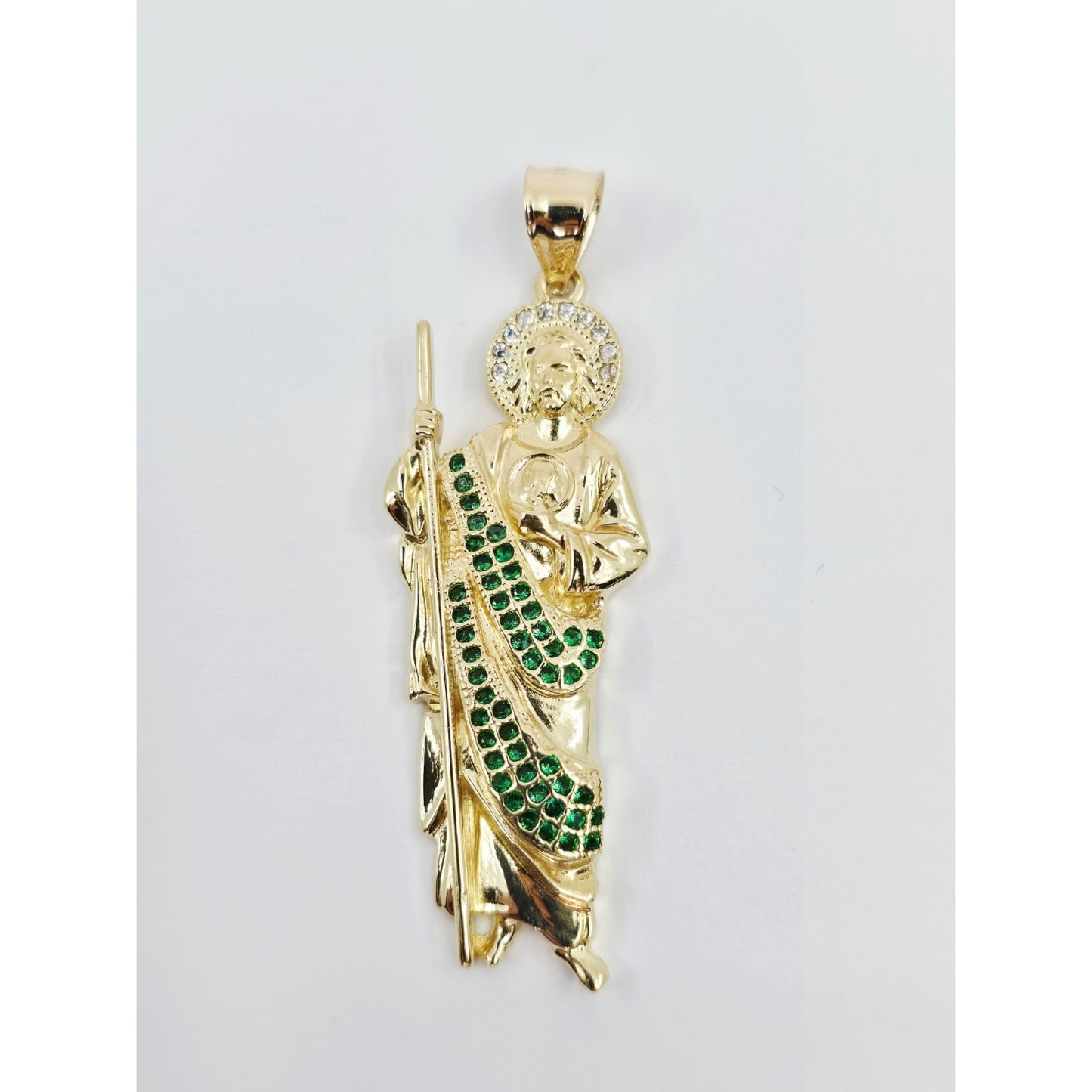 14K Yellow Gold Saint Jude CZ Charm Pendant