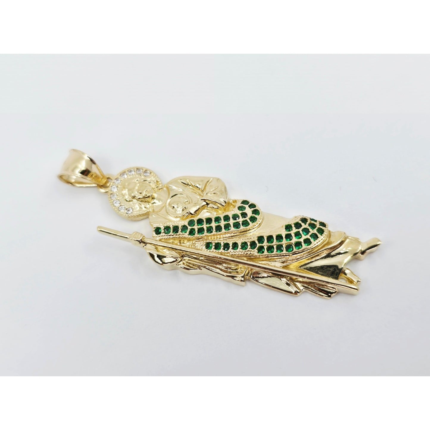 14K Yellow Gold Saint Jude CZ Charm Pendant