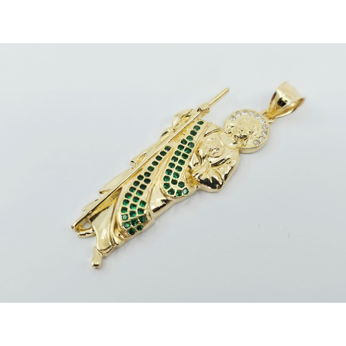 14K Yellow Gold Saint Jude CZ Charm Pendant