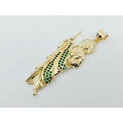 14K Yellow Gold Saint Jude CZ Charm Pendant