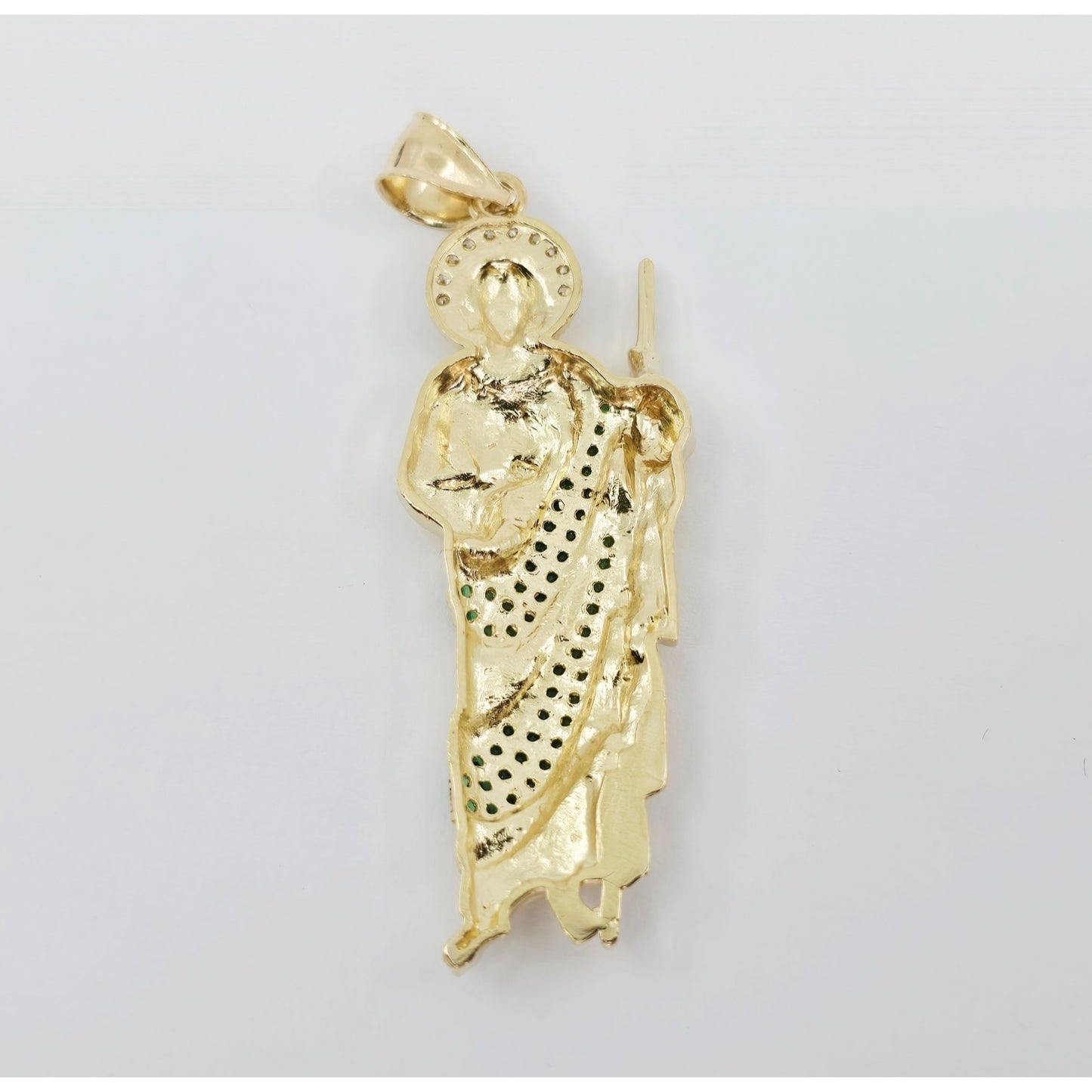 14K Yellow Gold Saint Jude CZ Charm Pendant