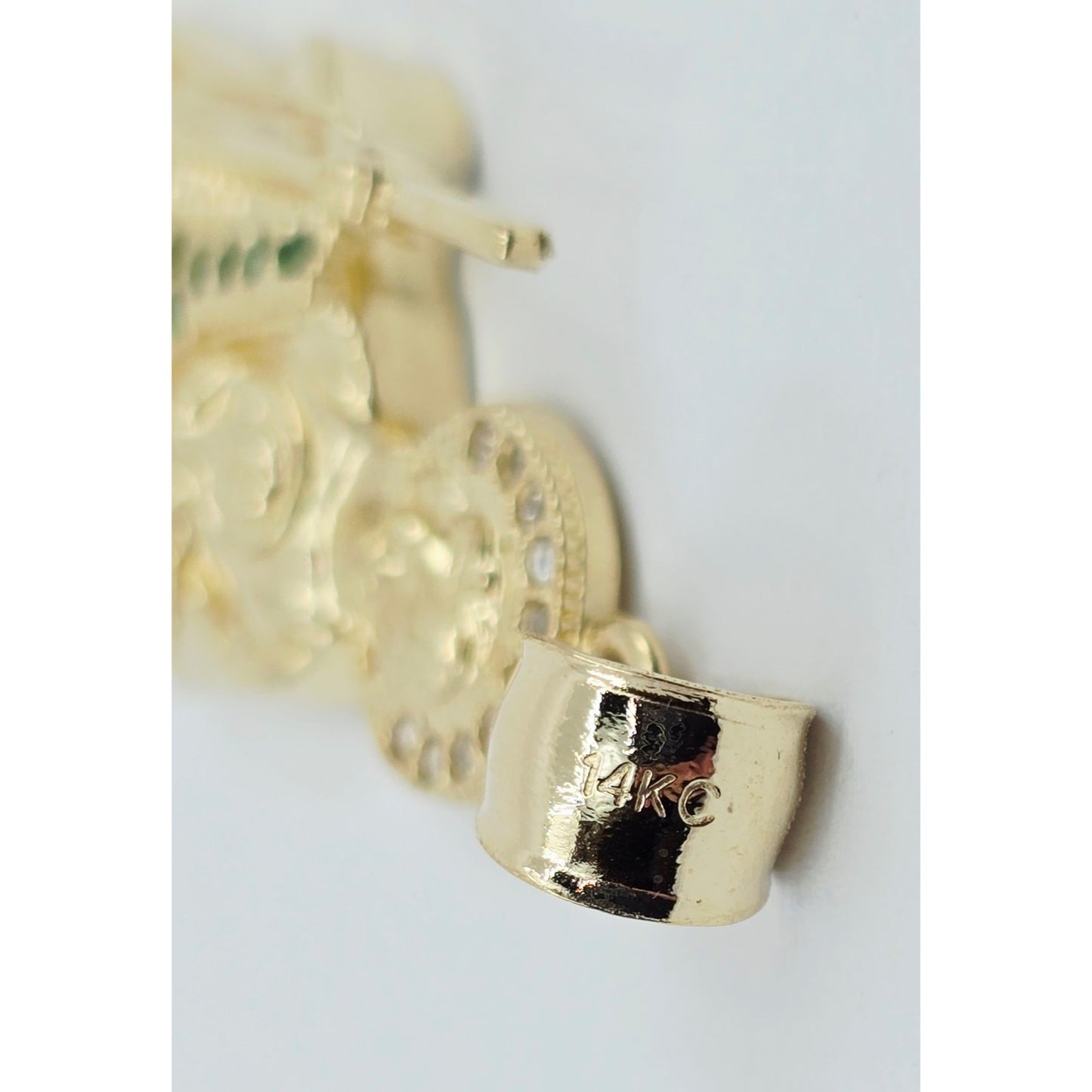 14K Yellow Gold Saint Jude CZ Charm Pendant