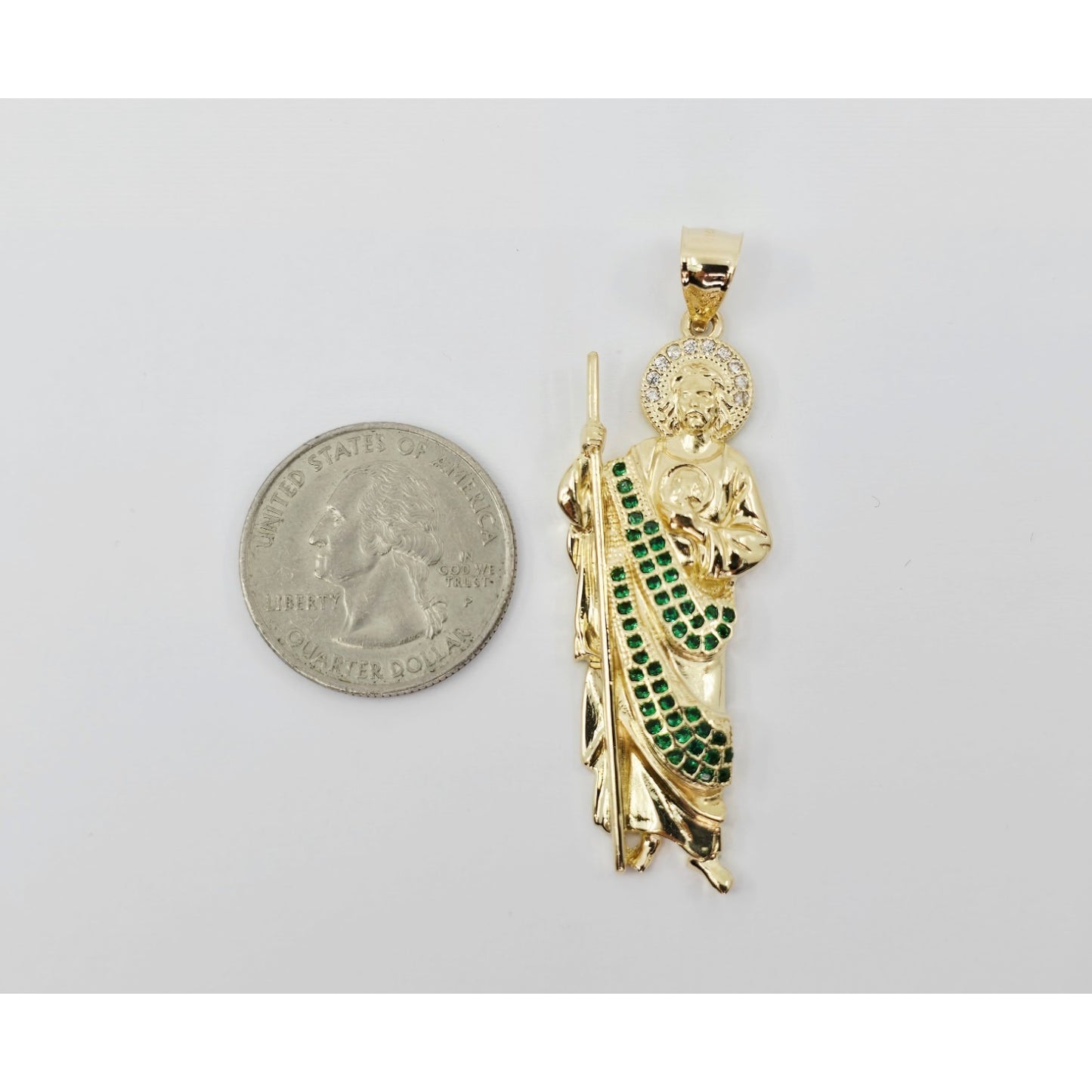 14K Yellow Gold Saint Jude CZ Charm Pendant