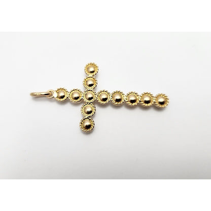 18K Yellow Gold Pearl Cross Charm Pendant