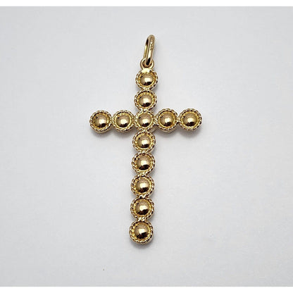 18K Yellow Gold Pearl Cross Charm Pendant